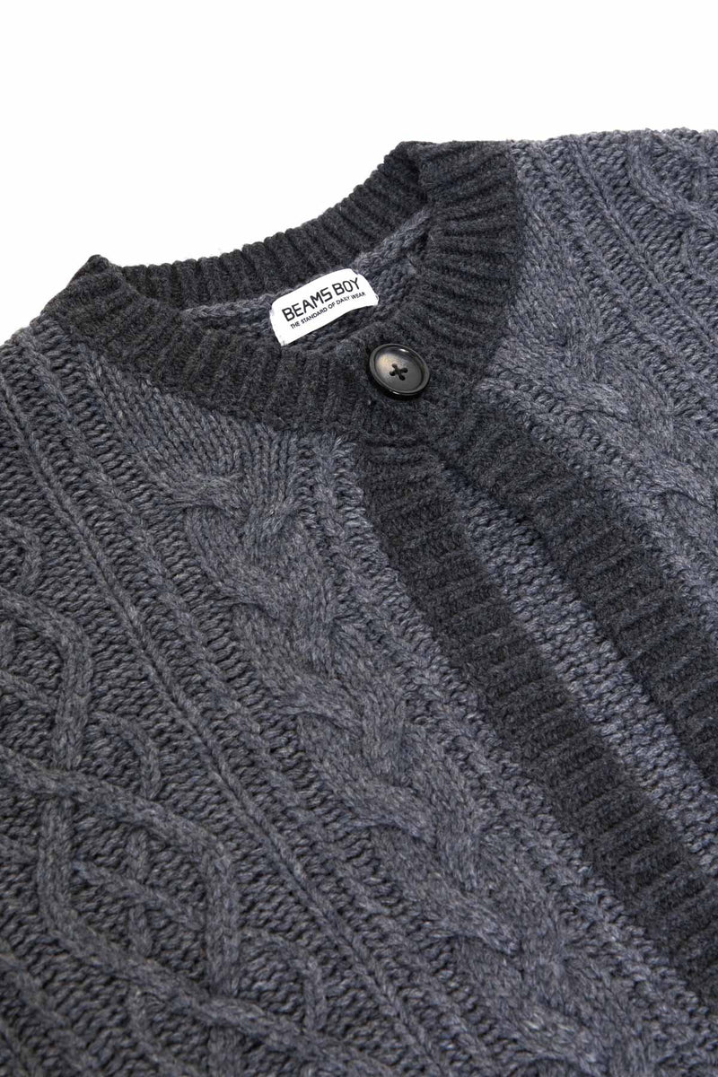 3G Two-Tone Aran Cardigan