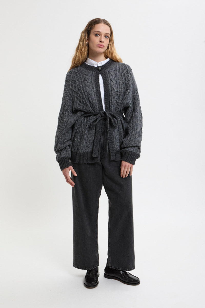 3G Two-Tone Aran Cardigan