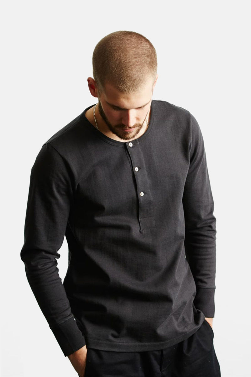 Loopwheeled Henley L/S T-Shirt