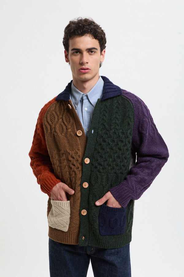 Cardigan Aran Patchwork