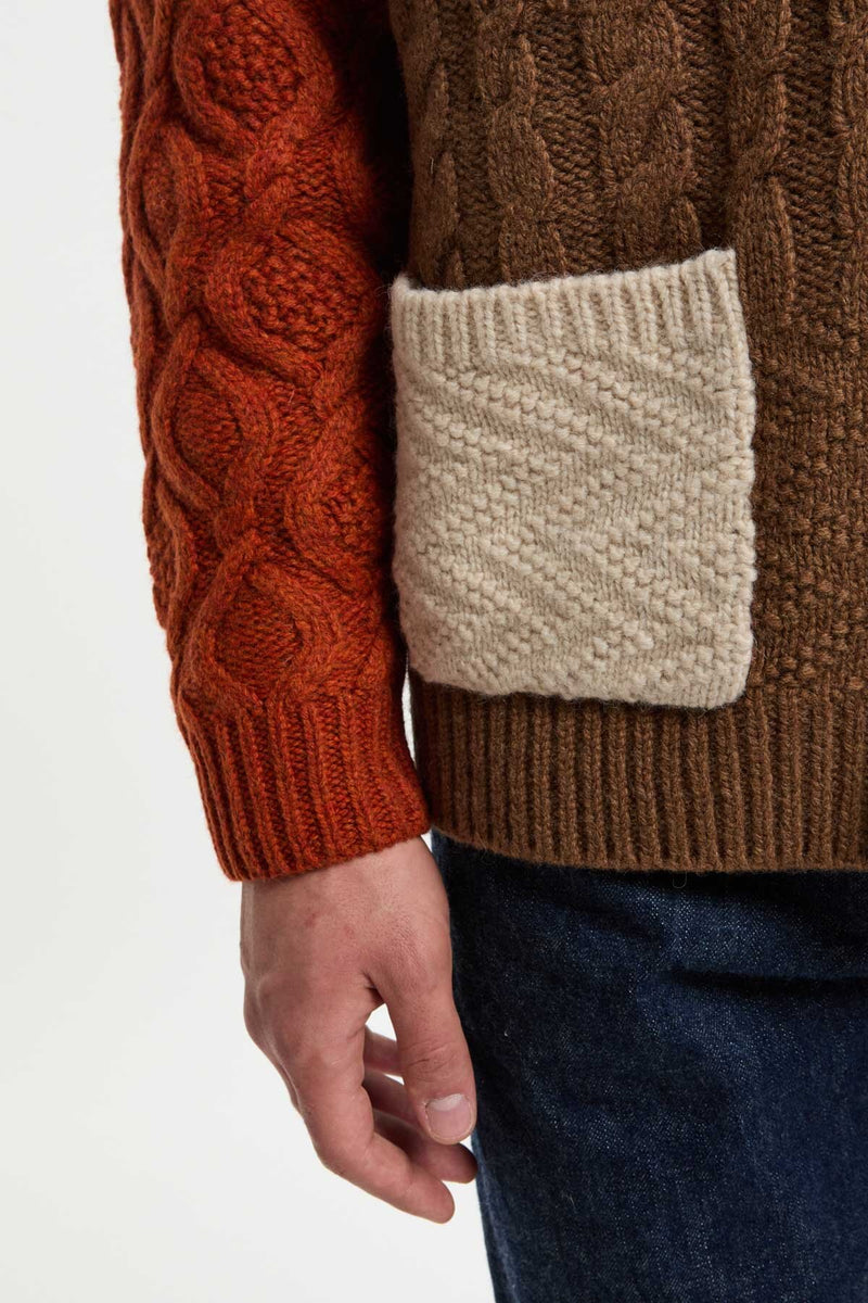 Cardigan Aran Patchwork
