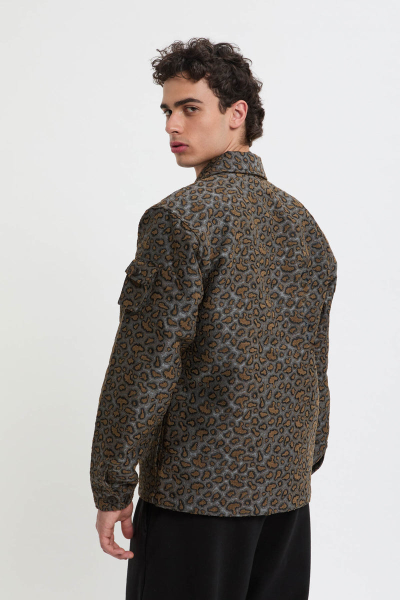 Giacca Shirt Militare in Jacquard Camouflage