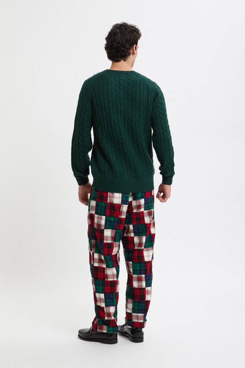 Pantaloni in Flanella Indiana con pieghe e vestibilità Rilassata