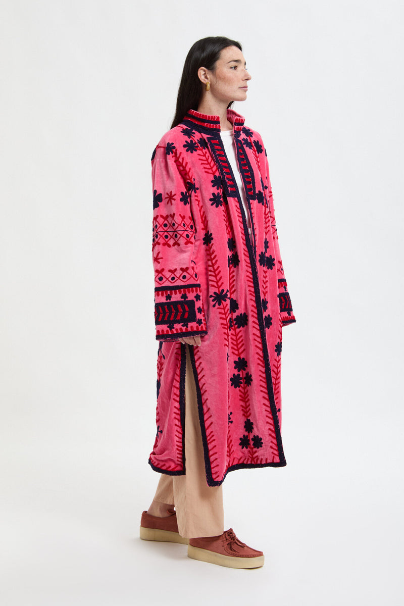 Long Velvet Embroidery Jacket