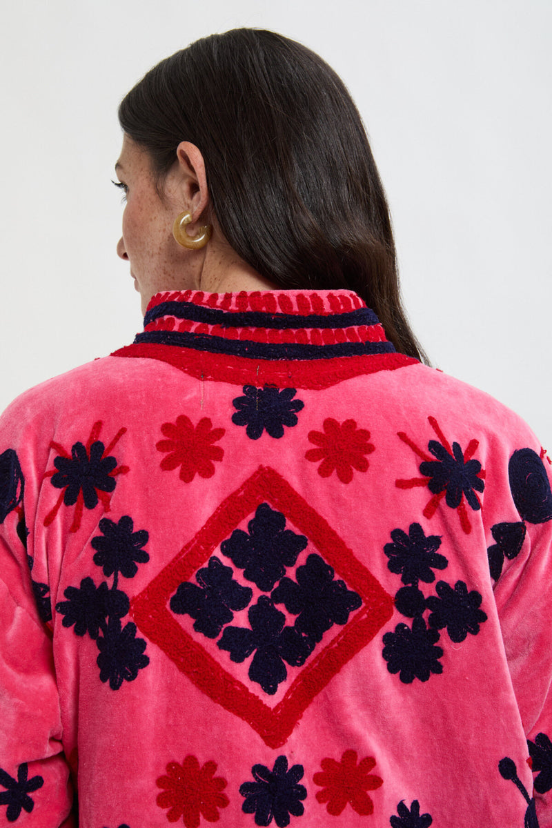 Long Velvet Embroidery Jacket