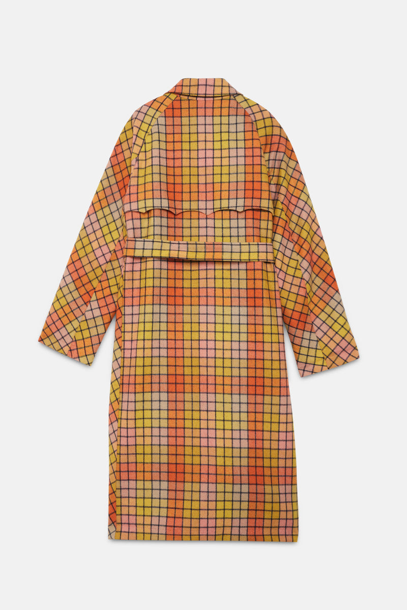 Women's Check Wool Trench