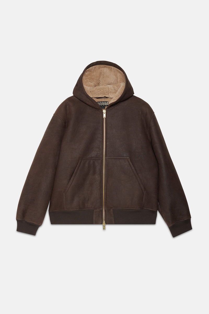 Felpa con cappuccio in shearling
