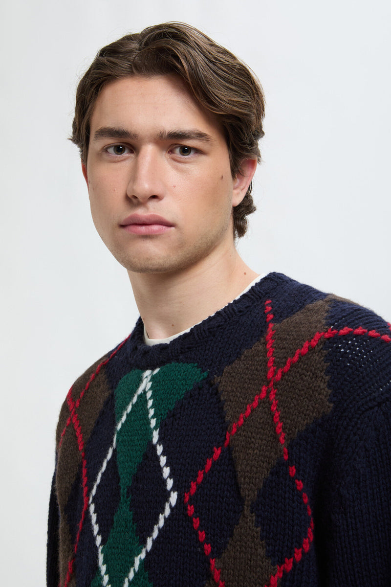 Maglione girocollo con motivo a losanghe