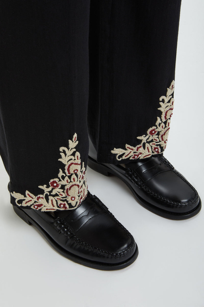 Kartik Research x Baracuta Embroidered Pleated Trouser