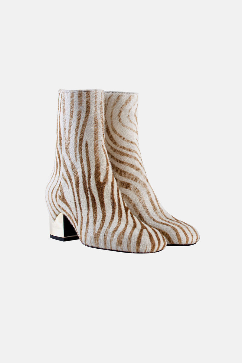 Zebra-heeled ankle boots