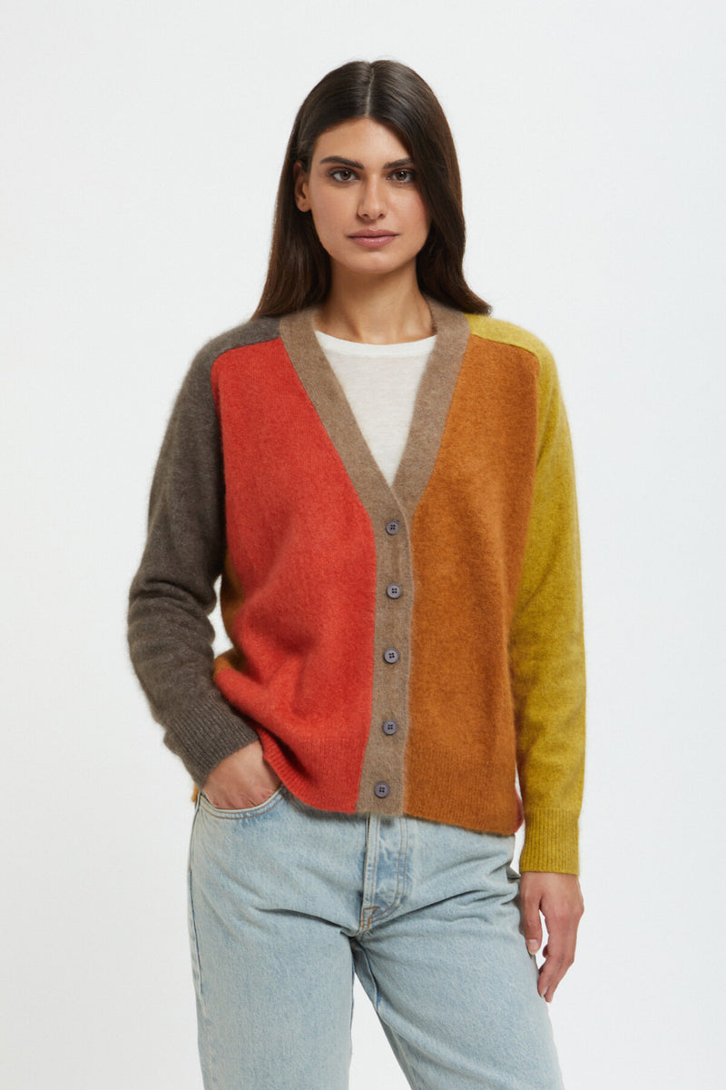 Cardigan scollo a V a maniche lunghe