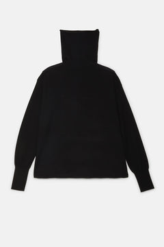 Maglione a collo alto in lana e procione