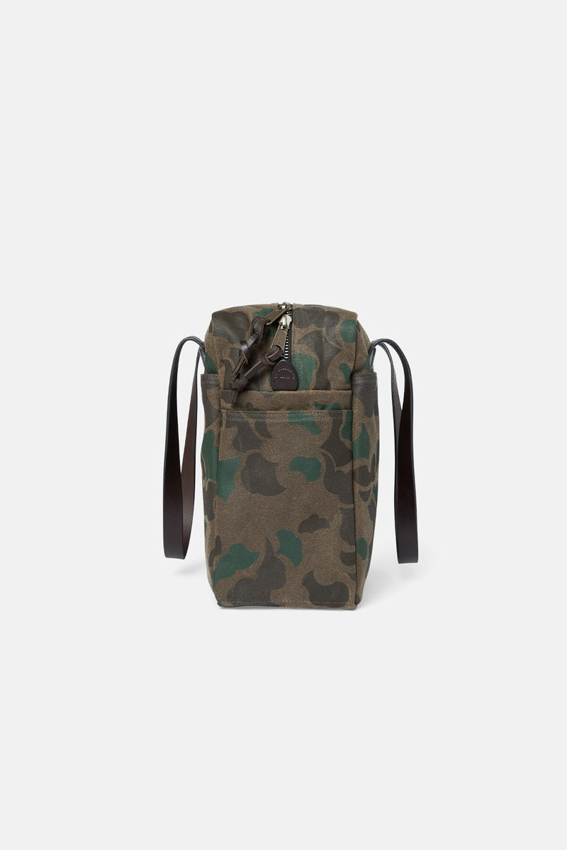 WAXED RUGGED TWILL TOTE BAG WITH ZIPPER