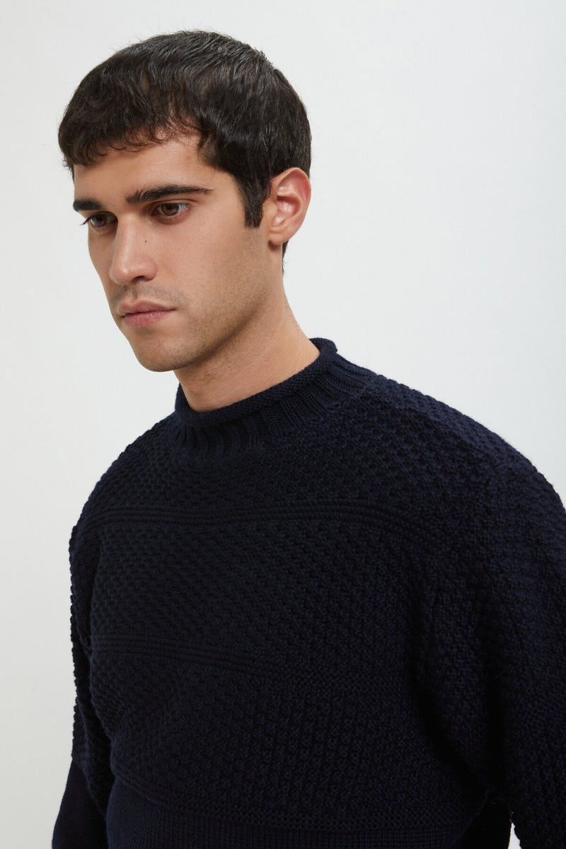 Wool Roll Neck Fisherman'S Sweater