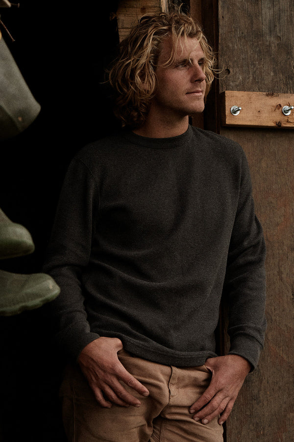 WAFFLE KNIT THERMAL CREW