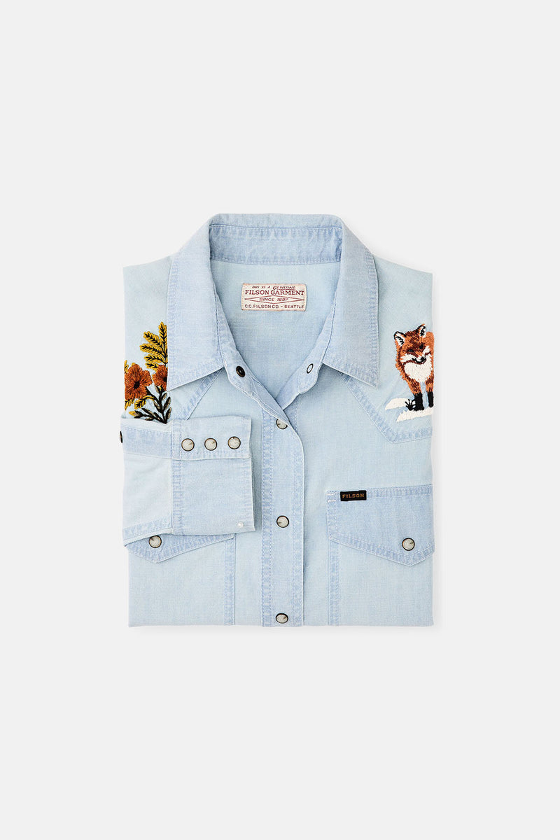 Camicia western ricamata da donna