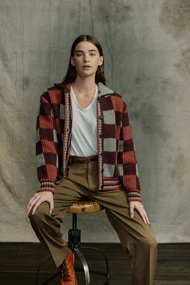 CARDIGAN IN LANA A QUADRI DA DONNA