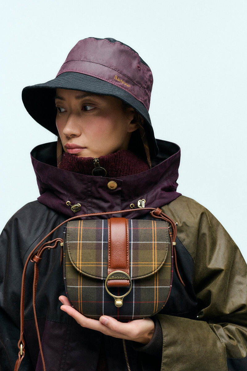 Borsa a tracolla con motivo tartan Elm Barbour
