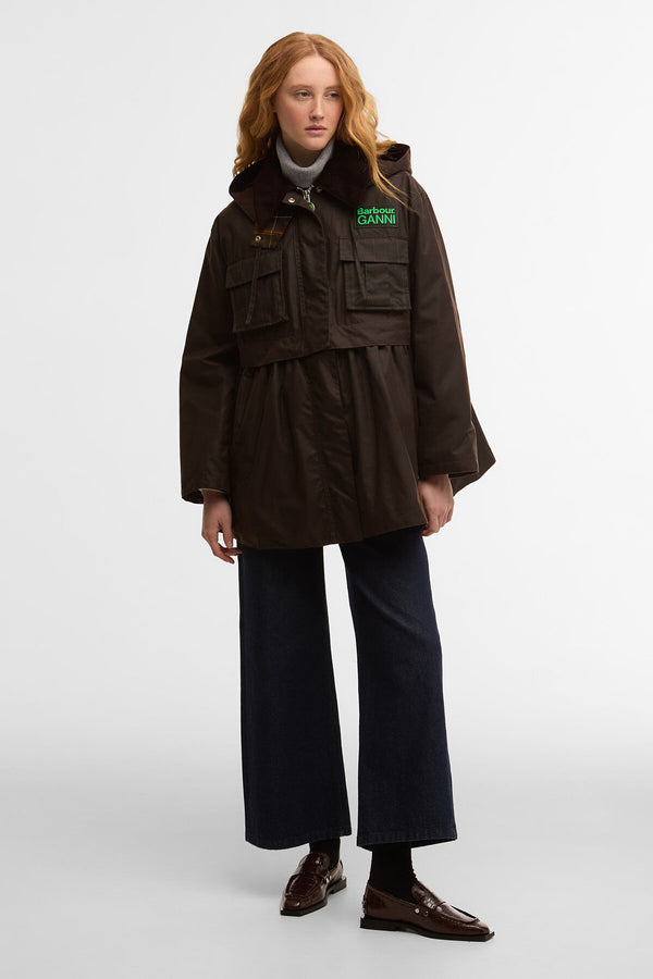 Giacca cerata con peplo Barbour x GANNI