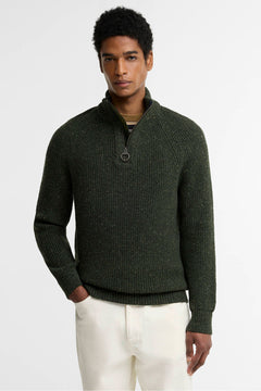 Maglione con Zip Corta Essentials in Lana Screziata