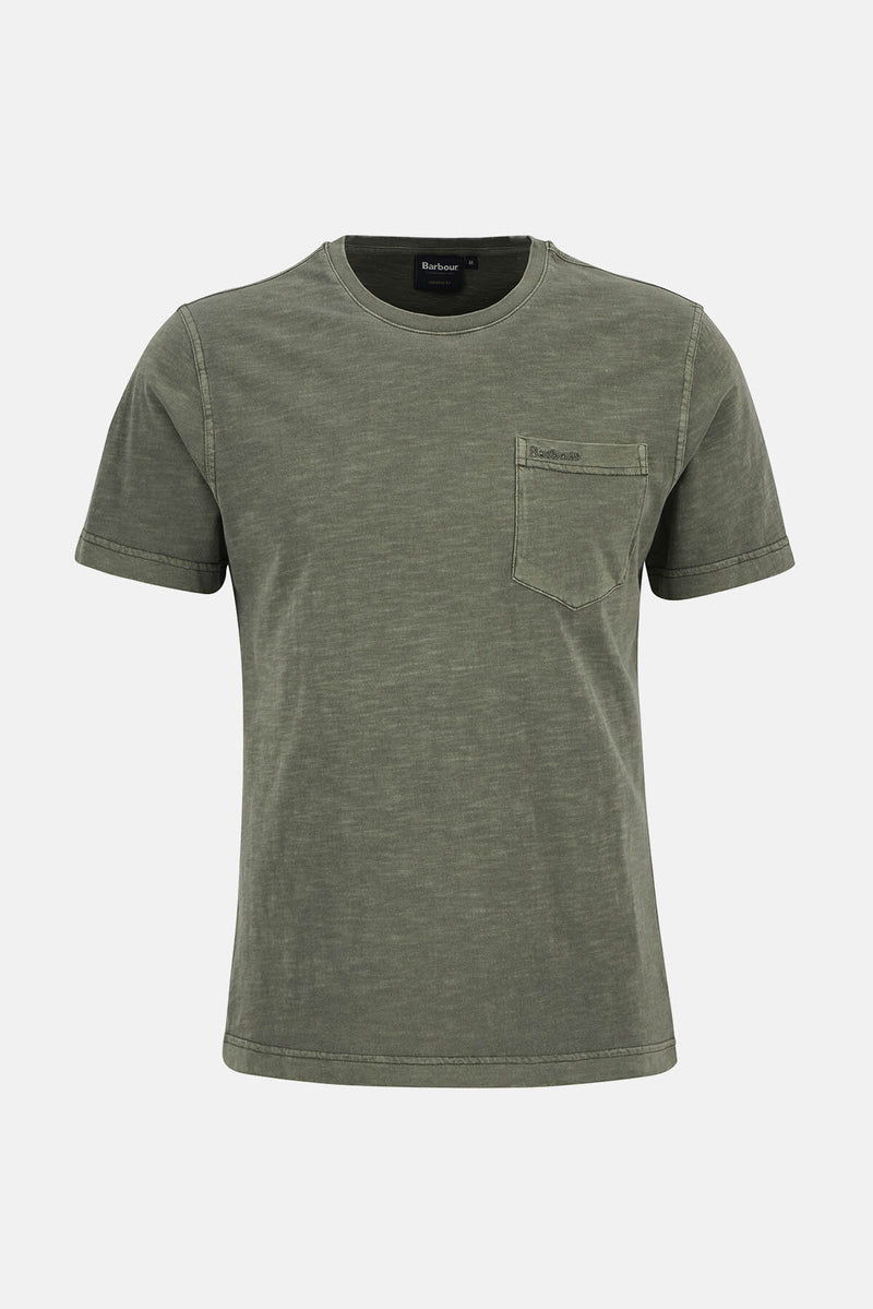 T-shirt con taschino tinta con pigmenti