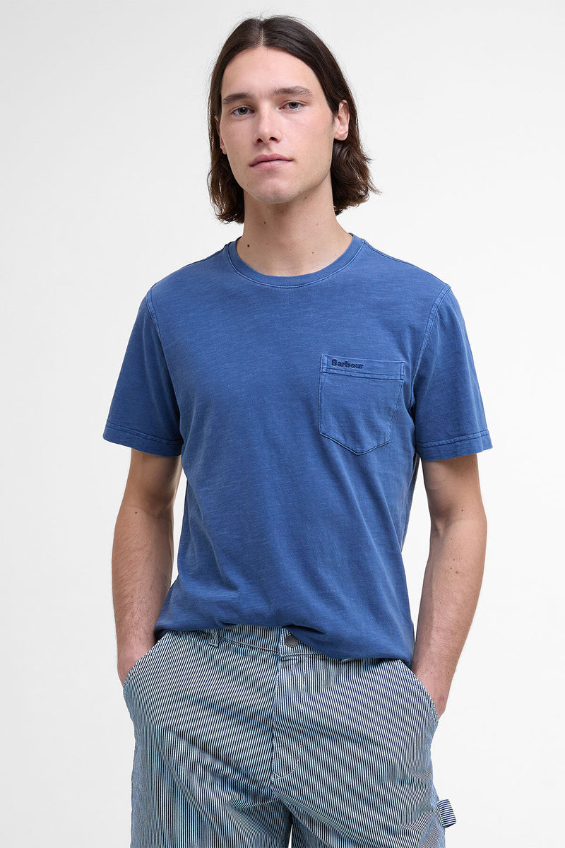T-shirt con taschino tinta con pigmenti