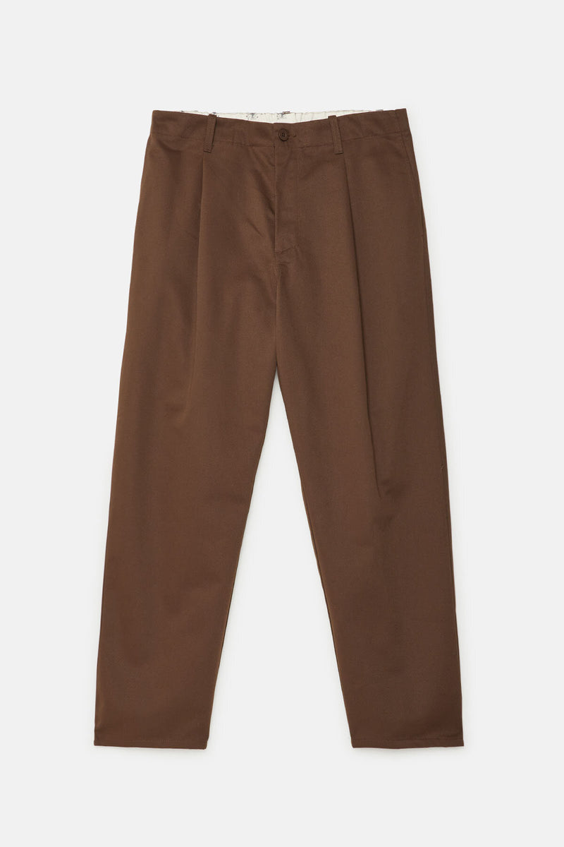 Pantaloni in twill a vestibilità affusolata con piega interna