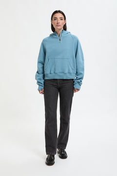 Cropped cotton hoodie