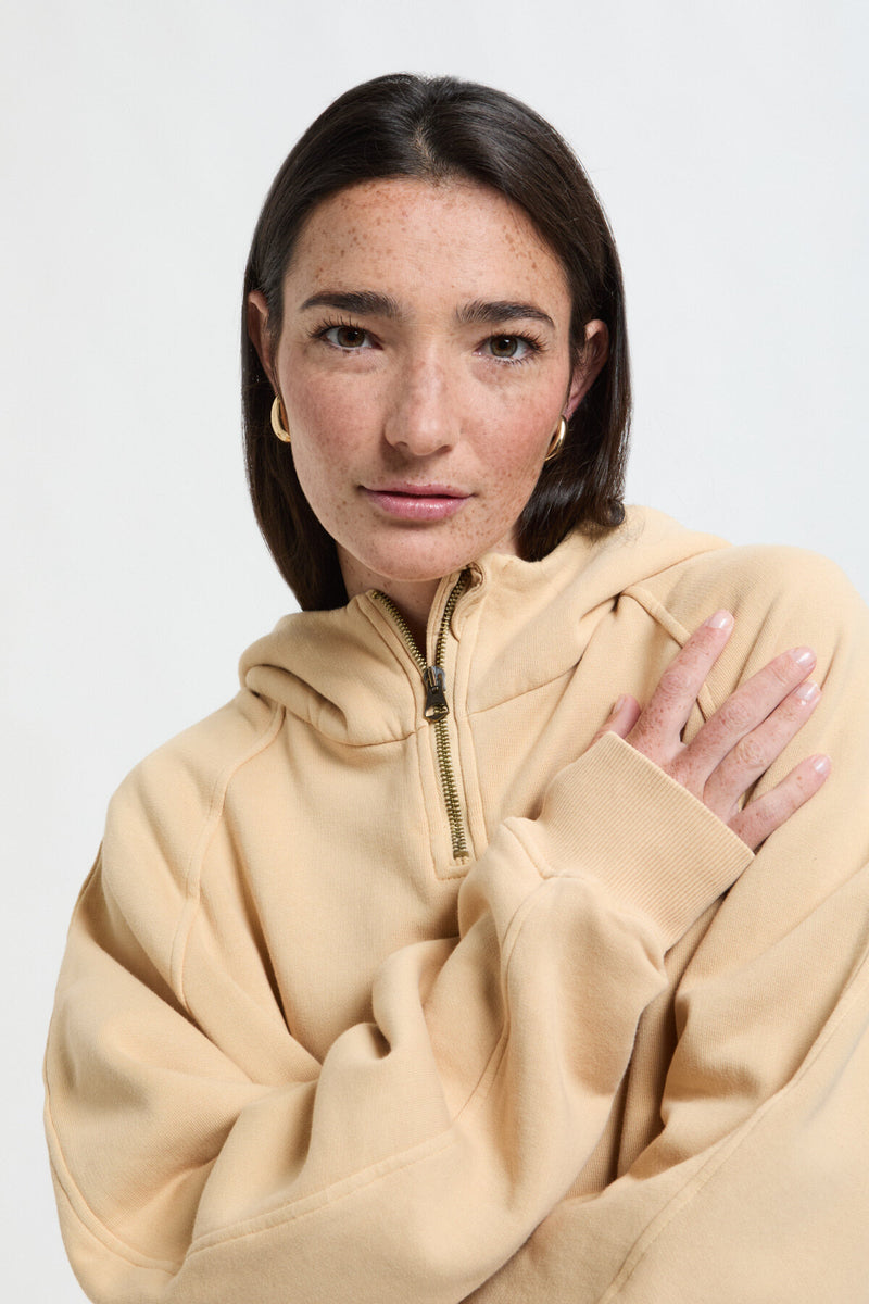 Cropped cotton hoodie