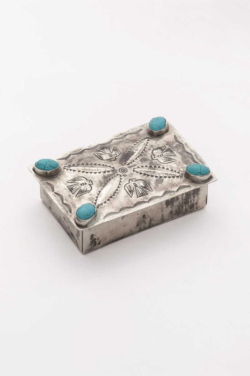 Stamped Repusse Box with Turquoise