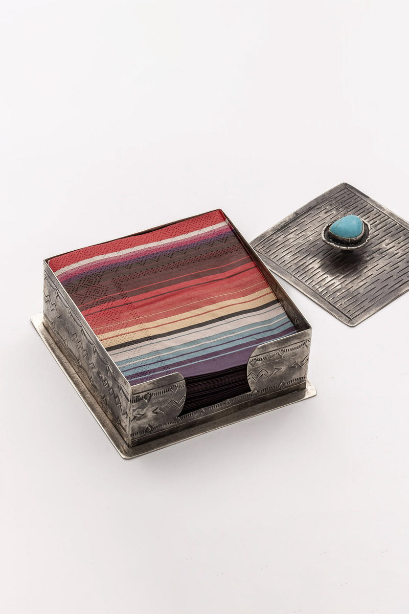 Cocktail Napkin Holder With Turquoise