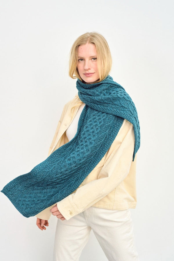 Kilconnell Plaited Aran scarf - Irish Sea