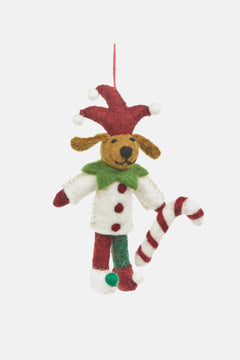 Decorazione in feltro di Natale Cane Giullare Jingle Bell