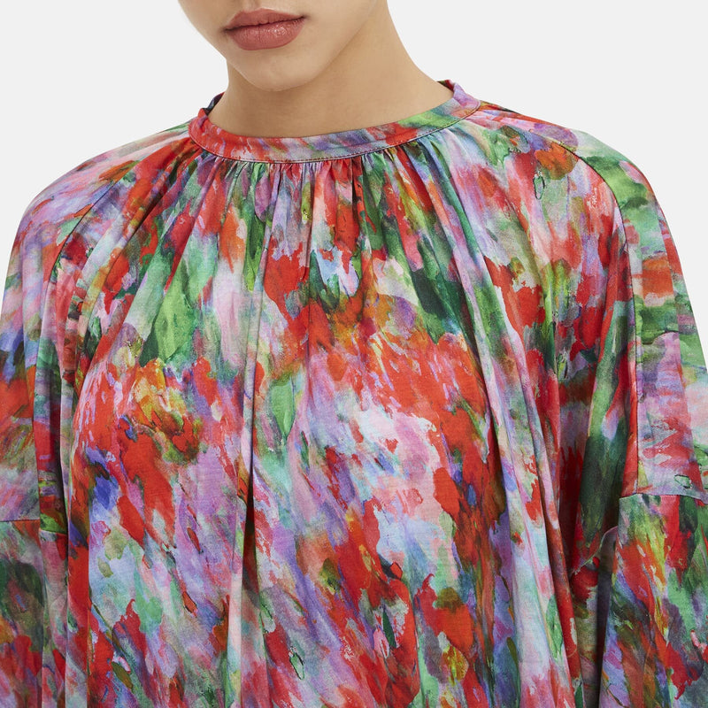 Long-sleeved dress with multicolored print