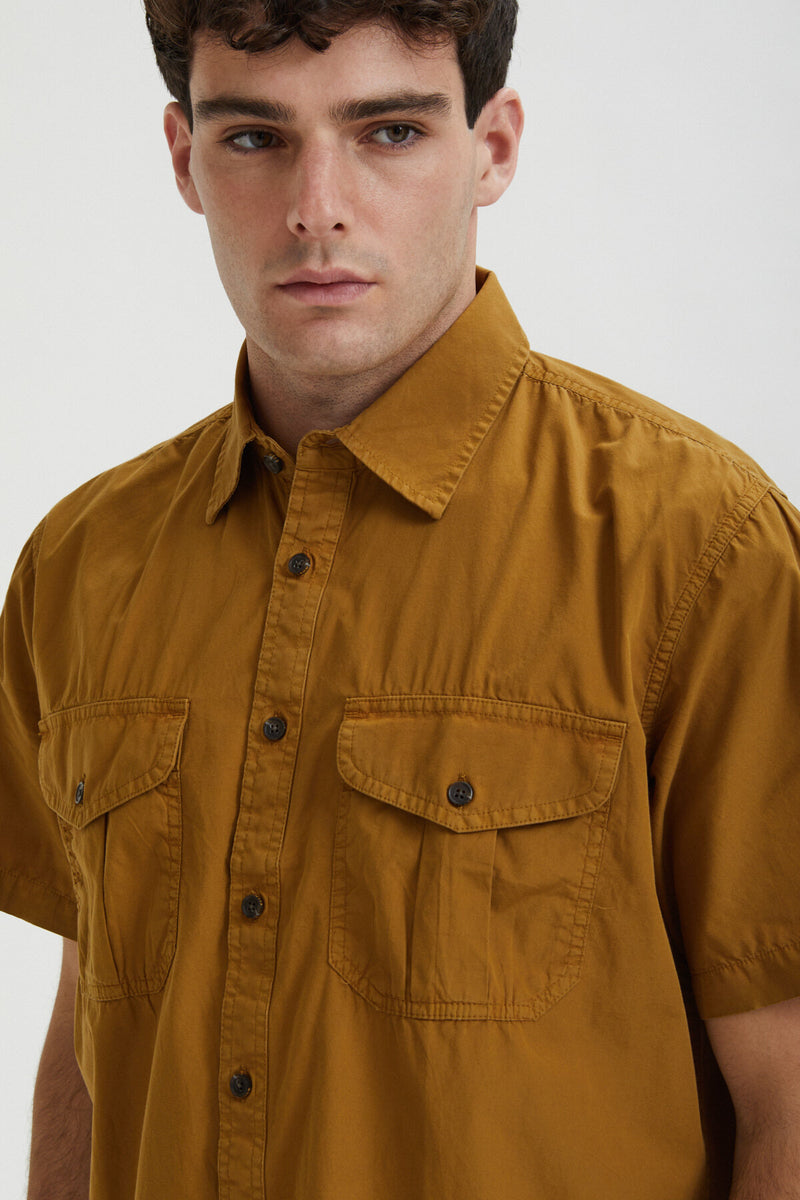 WASHED SS FEATHER CLOTH SHIRT