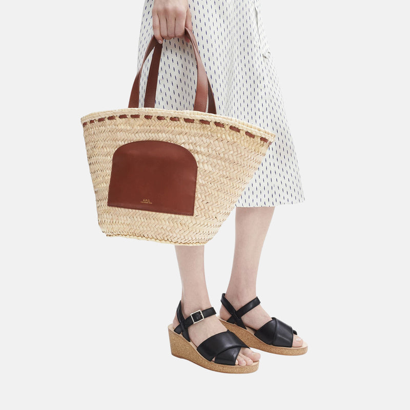 Raffia woven panier bag