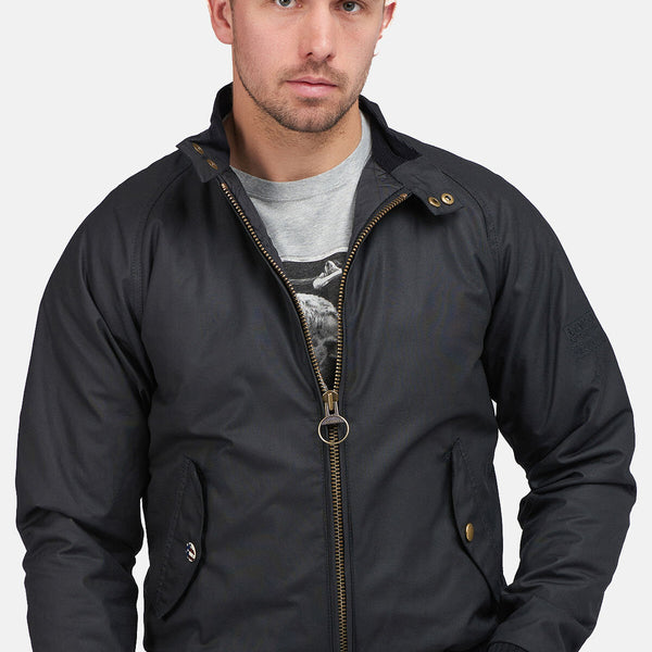 Waxed Cotton Bomber Jacket Black by Barbour International Men WP Store