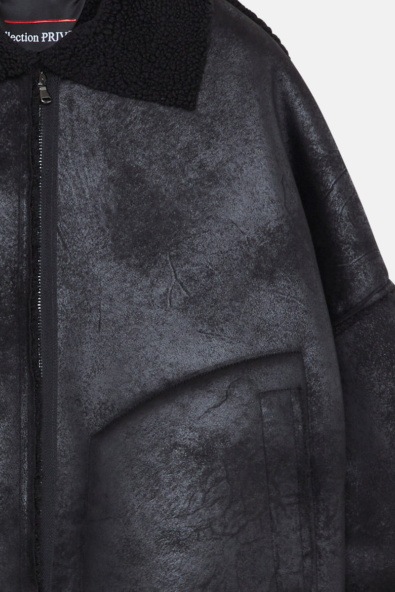 Eco-Shearling hooded & zipped Jacket