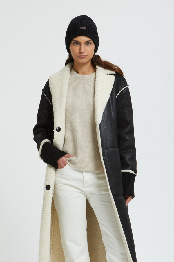 Bicolor Eco Shearling Coat